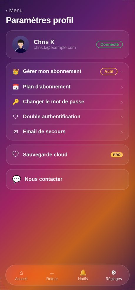 Ton compte et tes données