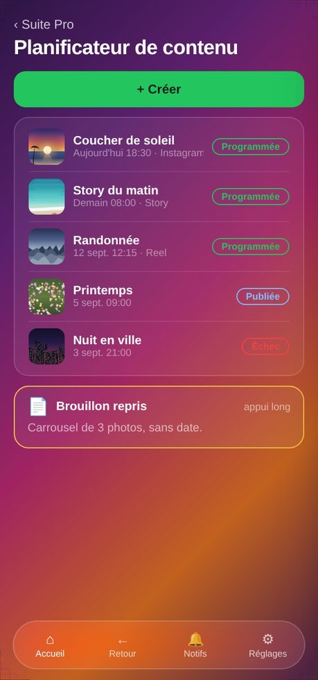 Programmer une publication