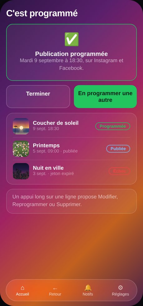 Publication programmée