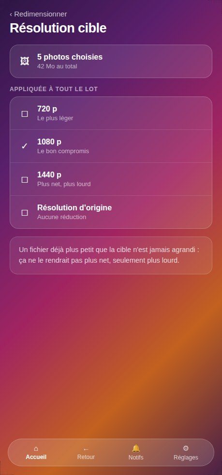 Choisir la résolution cible