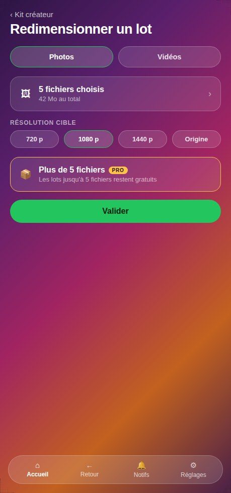 Redimensionnement d'un lot